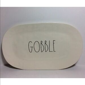 New Rae Dunn GOBBLE Large Oval Platter Holiday